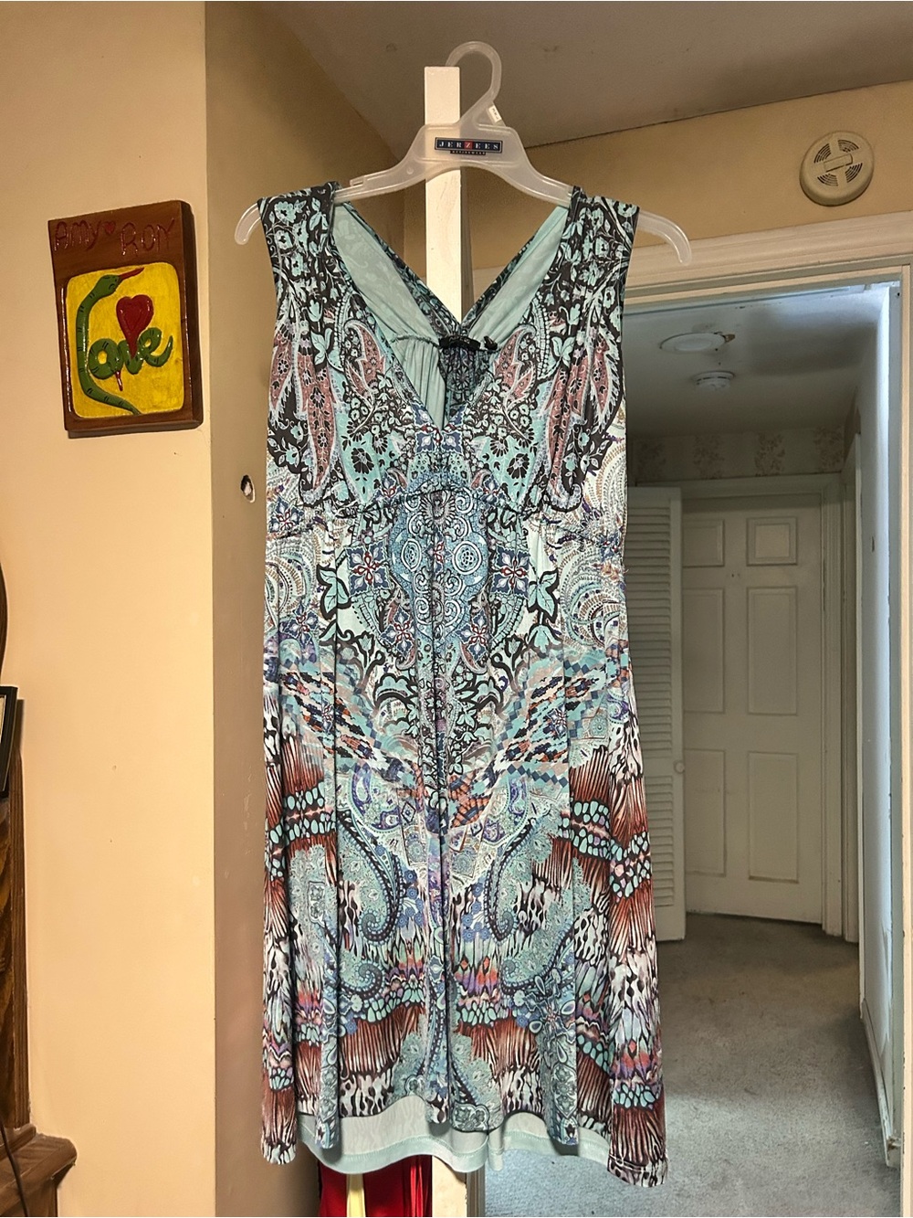 Sleeveless Mint Paisley Print Women's Dress